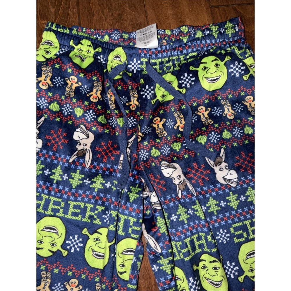 Shrek Christmas Pijamas Blue Brushed Pants Only Shrek, Donkey & Gingy Size Large - Picture 2 of 4